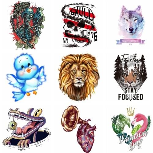 Iron on Lion Tiger Crocodile Patches for Clothing DIY T-shirt Dresses Anmal Applique Heat Transfer Vinyl Stickers Thermal Press