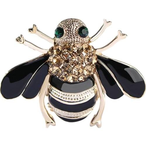 High Quality Bees Brooch Black Enamel Corsage Hats Scarf Clips Accessories Green Eyes Brooches For Woman Party Fashion Jewelry