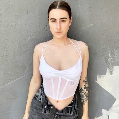 S-L Women Sexy Camisole Top Hot Sale Spaghetti Straps Tie Up Open Back Hollow out V Neck Small Vest Crop Camis Tops