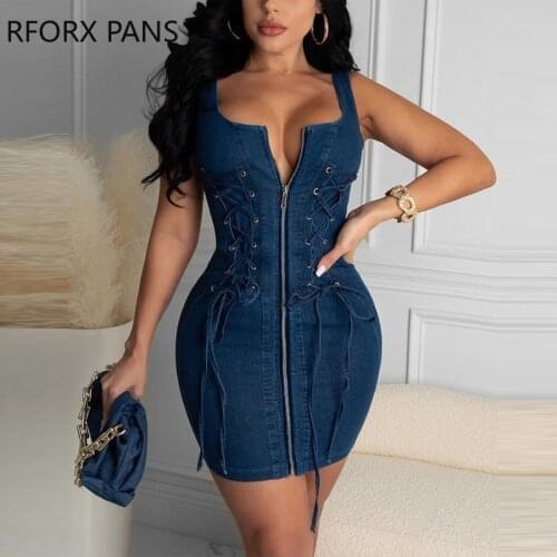 Women Lace-up Solid Color Sleeveless Slinky Mini Dress Sexy Party Dress for Women Dress 2021