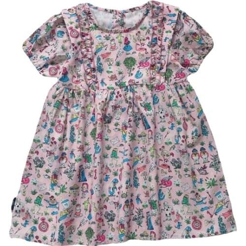 2021 Summer Casual Solid Girls Dress Cartoon Kids Dresses For Girls High Quality Fashion Girl Clothes