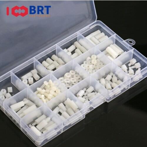 210Pcs/set M2 M2.5 M3 M4 Black/White Hex Nylon Standoff Spacer Column Flat Head Plastic Spacing Screws Nuts