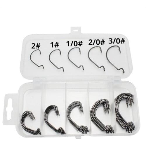 50pcs/Lot Black Red Crank Fishing Hooks Single Fishihook 1# 2# 1/0# 2/0# 3/0# Set Fly Fishing Accessories Carbon Steel Jig Hook