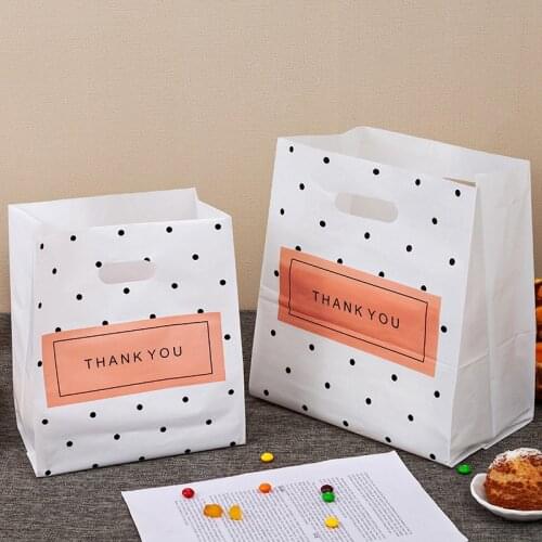 50pcs Thank you Plastic Shopping Bags Gift Bags With Handle Christmas Wedding Party Bag Candy Cake Wrapping Bags Packaging bag
