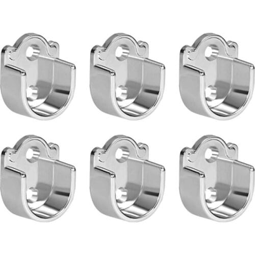 6pcs Zinc Alloy Wardrobe Closet Rod Bracket, Shower Curtain Rod Pole End Supports Sockets Flange Holder