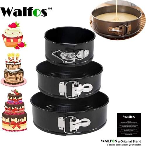 WALFOS 3 Pcs/Set Non-Stick Metal Bake Mould Round Baking Tool Cake Pan Dish Bakeware Carbon Steel Cakes Mold Kitchen Accessories