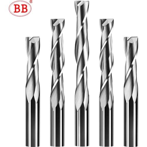 BB Engraving Cutter 2 Flutes Spiral Carbide Steel End Mill for Plastic Hardwood Acrylic PVC 6mm Router Bit