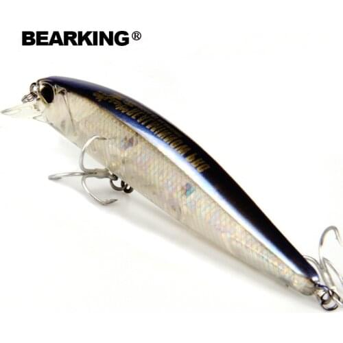 Bearking 1PCS Minnow Fishing Lure Laser Hard Artificial Bait 3D Eyes 10cm 14.5g Fishing Wobblers Crankbait Minnows