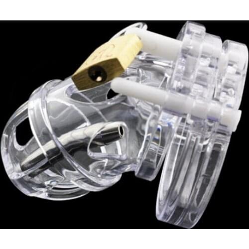CB6000S Penis Chastity Lock Male Chastity Device Cock Cage with 5 Penis Rings and Stainless Steel Catheter Sex toys for Men G139