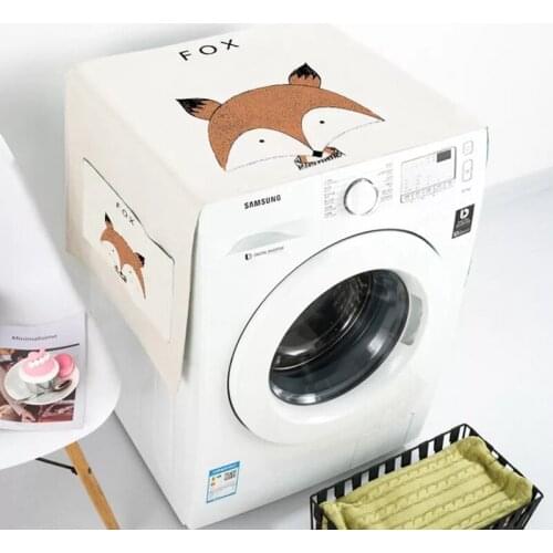 Nordic Animal Drum Washing Machine Cover Cotton single Door Refrigerator Cover Kitchen Fridge Dust Cover Home Organization
