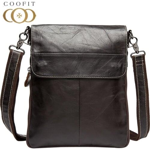 Coofit Genuine Leather Bag Men Cow Leather Bags Messenger Bag Laptop Male Man Casual Tote Shoulder Crossbody Bags Handbags Men