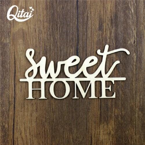 Original QITAI 12pcs/lot Nature Wood "Sweet Home" DIY scrapbooking crafts goods for children Home Decoration Accessories Wf212