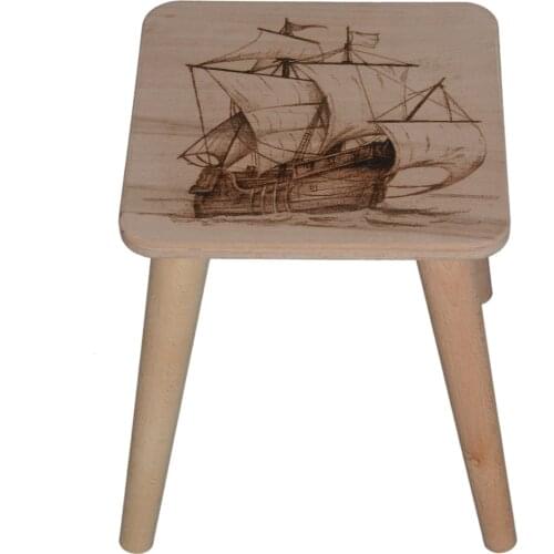 WOODEN Beech Wood Square 4-Piece Stool