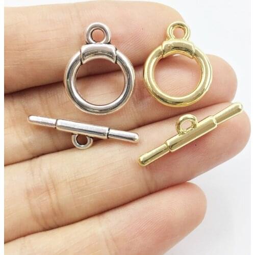 Eruifa 10 set /20pcs OT Closure 15mm Dia/24mm long gold/Silver plated Zinc alloy Charms Pendant Jewelry DIY Necklace 2 colors