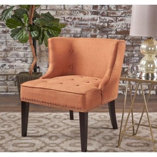 ChinaFurniture processing and production factory modern light luxury fabric wooden foot single sofa