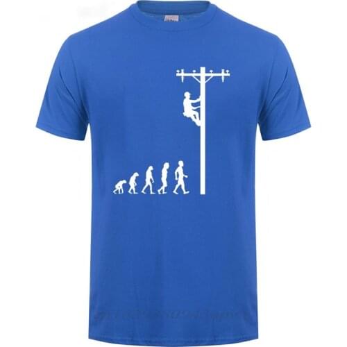 Evolution Of Lineman T-Shirt Funny Birthday Gift For Electrician Men Dad Papa Father Husband Short Sleeve O Neck Cotton T Shirt