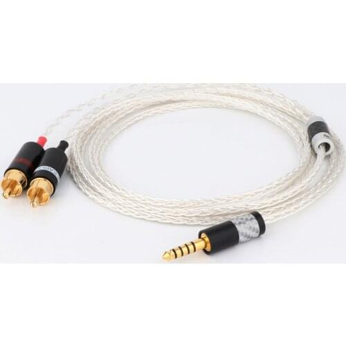 HIFI 8 cores pure silver plated 4.4mm 3.5mm to 2rca jack aux audio cable Headphone amp connecting line interfaz de audio