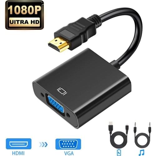 HDMI to VGA Adapter Cable 1080P Digital to Analog Converter Cable Video Audio Cable for TV box PS4 PC Laptop Projector HDMI VGA