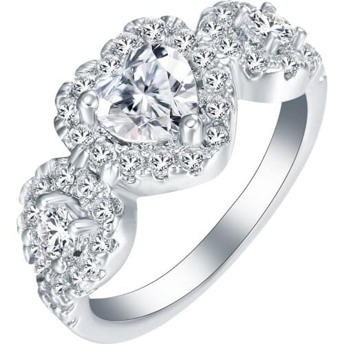 Ring Heart Jewelry Micro Pave Silver color Rings for Women Wedding Jewellery Acessorios Para Mulher Love