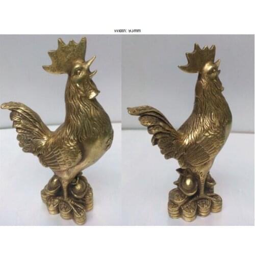 Collecting OLD copper Elaborate Old crafts Brass China Bronze copper rare Zodiac Year Cock Rooster Chicken Animal Wealth Statue