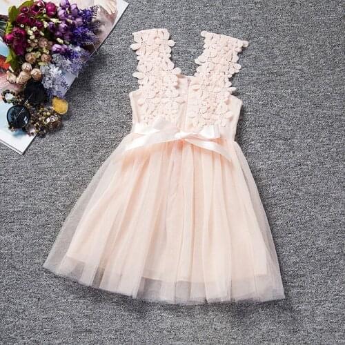 2016 ears New Summer Lace Vest Girls Dress Baby Girl Princess Dress Chlidren Clothes Kids Party Clothing For Girls Free Belt
