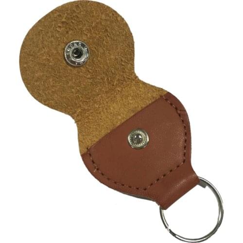 1Pcs Leather Keychain Guitar Pick Holder Plectrum Bag Brown Case