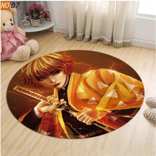 Round Mat Kimetsu No Yaiba Cosplay Mat Demon Slayer Cos Carpet Nezuko Tanjirou Agatsuma Zenitsu Printed Living Room Carpet