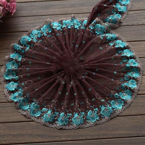 10Yards 22cm Width Flowers Mesh Net Embroidery Lace Trim Doll Bra Clothing Accessories High Quality