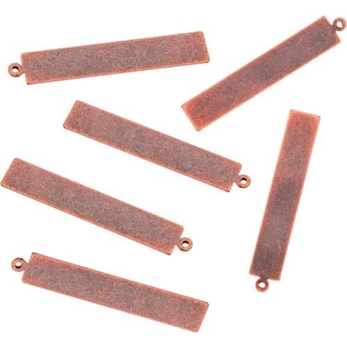 50pcs 41x7x0.3mm Metal Tags Metal Brass Blank Stamping Jewelry Charm Pendants for Men Women Necklace Making DIY Rectangle