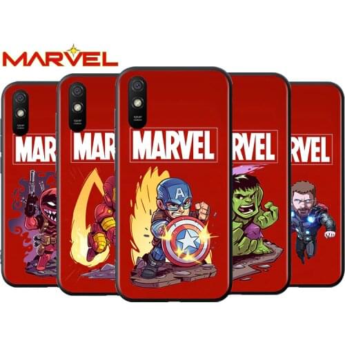 Marvel hero cute cartoon for Xiaomi Redmi 10X Pro 9C 9A 9T 9 GO K40 K30 Ultra K20 8 7 S2 6 5 4X Pro Soft Black Phone Case