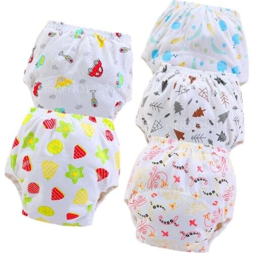 Print Baby Diaper Reusable Cloth Diaper Washable Nappies Cover Waterproof Baby Child Cotton Training Pants Panties Underwear
