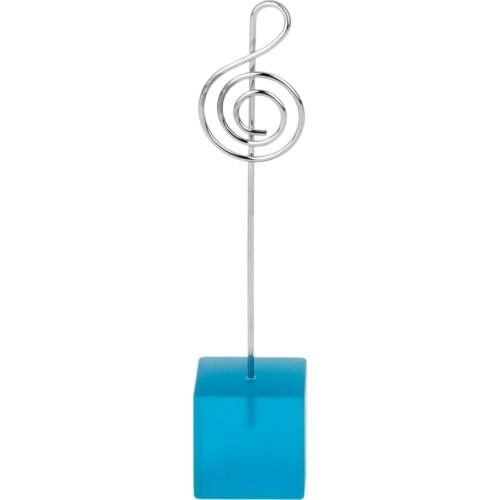 Sky Blue Cube Photo Display Frame Memo Note Holder Music Notation Wire Clip