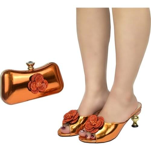 Latest Design Italian Party Shoes and Bags To Match Shoes with Bag Set Sales In Women Matching Shoes and Bag Set with Rhinestone