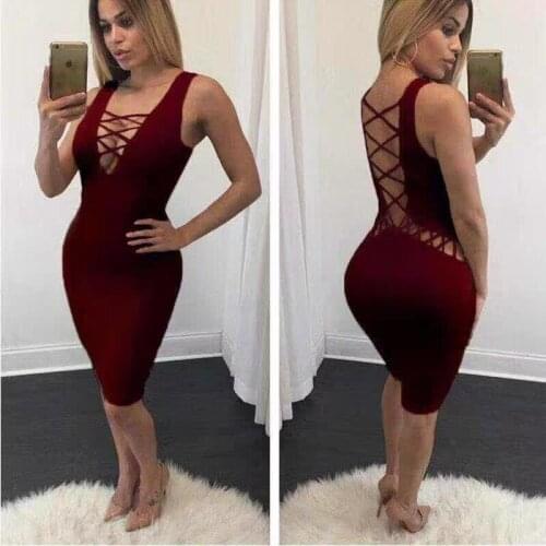 New Summer Fashion Sexy Hollow Cutout Womans Rayon Bodycon Bandage Dress Wholesale