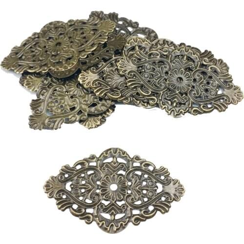 36x60mm 20pcs Wholesale Filigree crafts Hollow Round Embellishments Findings,Jewelry Accessories,Bronze Tone ornaments