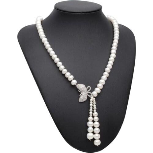 Genuine Freshwater Natural Pearl Necklace For Women,Wedding White Choker Pendant Necklace Anniversary Gift