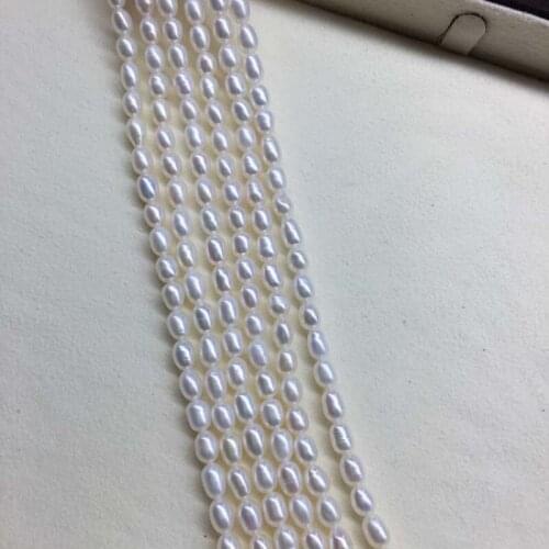 Freshwater Pearl necklace Rice shape with Size 5-5.5mm loose pearl strands DIY Jewelry Accessories