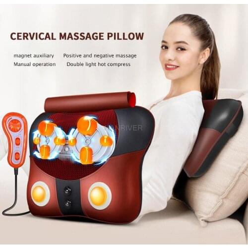 Cervical neck shoulder waist back massager instrument lumbar body massage cushion for leaning on of multifunctional pillow home