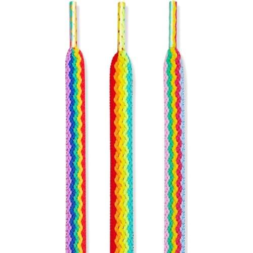 Rainbow Colorful Flats Shoelaces Off Sneaker White Shoelace Classic Hollow Woven Shoe laces For AJ/AF Stitching Creative String