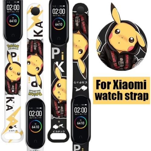 Suitable for Mi Watch 3/4/5/6 watch strap Cute Pokemon Printed adjustable silicone wristband Cartoons Pikachu Replacement strap