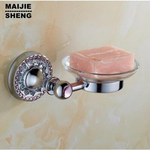 Pink crystal bathroom chrome Soap basket soap dish soap holder bathroom accessories,bathroom furniture toilet vanity accessories