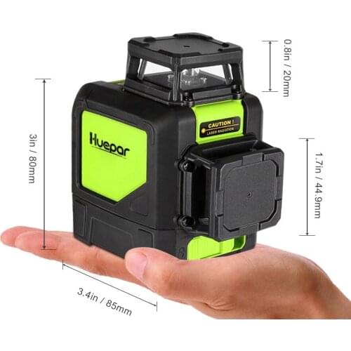 Huepar 8 lines laser level Self-leveling 3D Laser Level Red Beam 360-Degree Coverage Horizontal & Vertical Laser with Pulse Mode