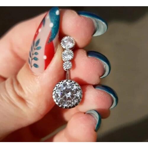 2pcs Silver&Gold Set Crystal Navel Rings Barbell Drop Dangle Body Piercing Surgical Body Jewelry Belly Button Ring body chain