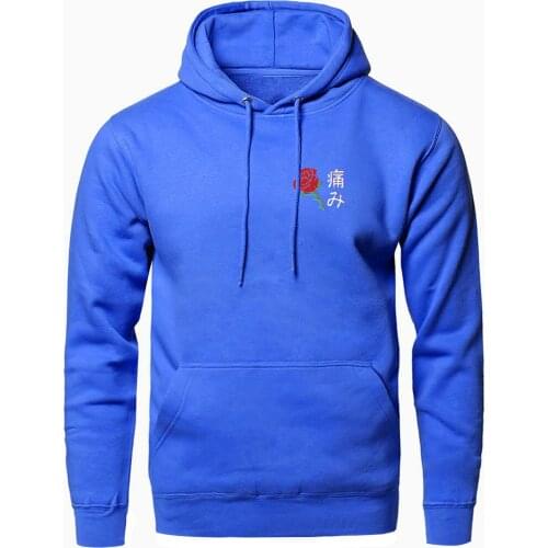 Hooded 2020 men hoodies new fleece warm Japanese Aesthetic Rose printed sweatshirts spring autumn fashion hip hop man tracksuits