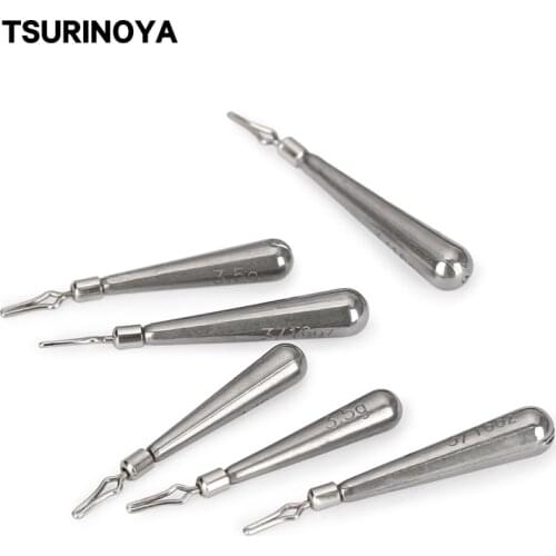 TSURINOYA 3.5g 5.0g Tungsten Steel Sinker Deep Water Jig Head Skinny Drop Shot Weights Fishing Group Tackle Soft Lure Accessorie
