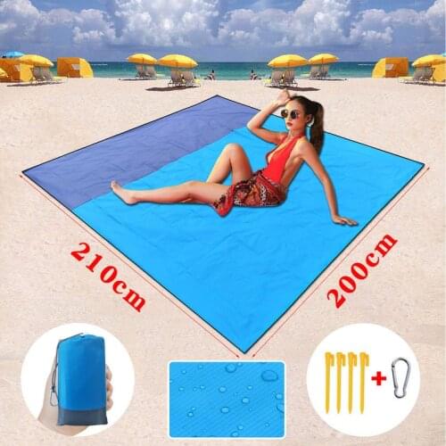 Waterproof Beach Mat Sand Free Blanket Camping Outdoor Picknick Tent Folding Cover Bedding 200x210cm Pocket Picnic
