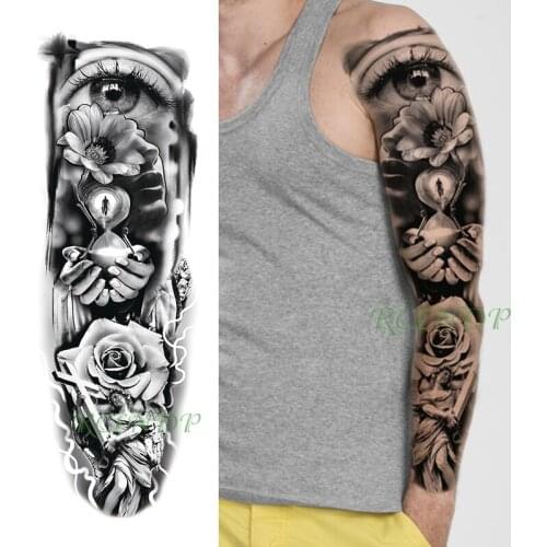 Waterproof Temporary Tattoo Sticker cross flower Hourglass eyes fake tatto flash tatoo full arm sleeve tato for men women