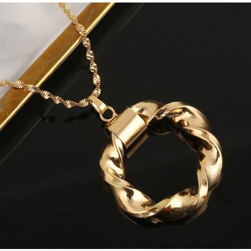 Gold Color Round Pendant Necklace African for Israel Sudan Arab Middle East Jewelry