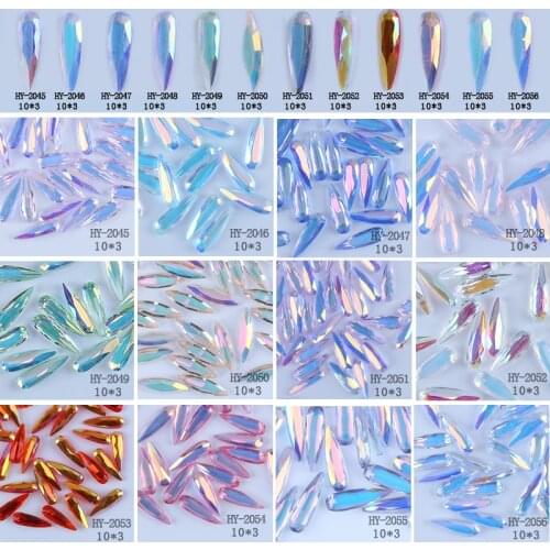No.1 - No.31) Nail Art Rhinestones 50Pcs/Pack Flat Shaped Elongated Teardrop Rectangle Glass Glass Flame Glass Nail svarovski