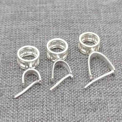 10 Pieces 925 Sterling Silver Pendant Pinch Bails Large Hole Overlap Coin Design